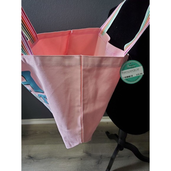 New With Tags Pink Colorful Canvas Tote Bag Jadelynn Brooke OH What Fun Holiday - Picture 7 of 10
